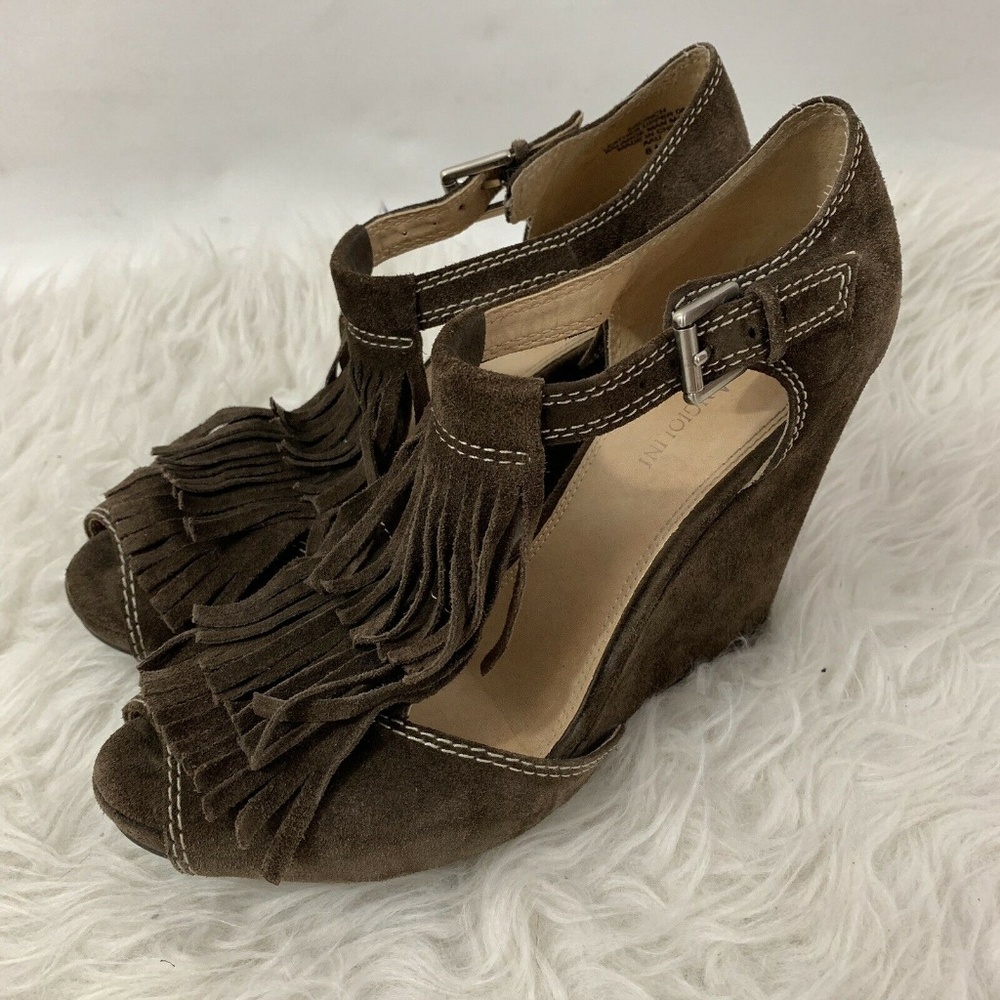 ENZO ANGIOLINI Wedge Heels 8 Brown Leather Suede